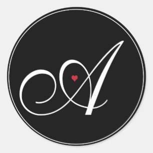 Eleganter Monogramm-Buchstabe A mit Herzen Runder Aufkleber