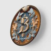 Eleganter Monogramm Buchstabe B Royal Family Name Runde Wanduhr (Winkel)