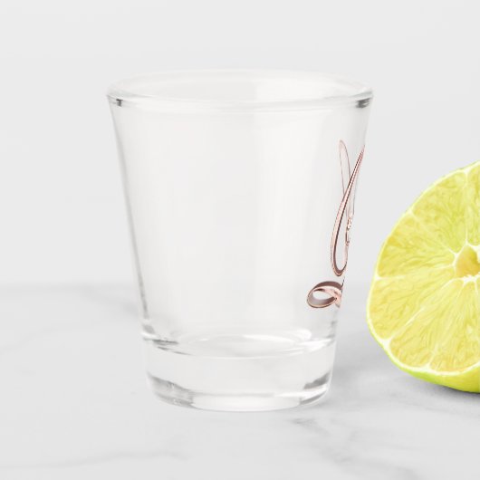 Eleganter Monogramm-Buchstabe L Rosen-GoldChic Schnapsglas (Links)