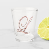 Eleganter Monogramm-Buchstabe L Rosen-GoldChic Schnapsglas (Vorderseite)