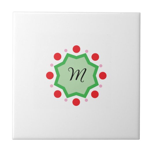 Eleganter Monogramm-Buchstabe M – Grünes Emblem mi Fliese (Vorderseite)