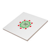 Eleganter Monogramm-Buchstabe M – Grünes Emblem mi Fliese (Seite)