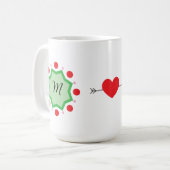 Eleganter Monogramm-Buchstabe M – Grünes Emblem mi Kaffeetasse (Vorderseite Links)