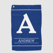 Eleganter, Monogramm-Buchstabe und blaues Golfhandtuch (Vorderseite)