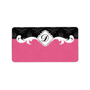 Eleganter Monogramm-Damast Adressaufkleber