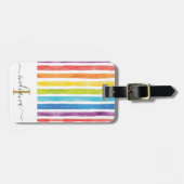 Eleganter Monogramm farbiger Wasserfarbenbogen Gepäckanhänger (Vorderseite horizontal)