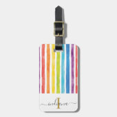 Eleganter Monogramm farbiger Wasserfarbenbogen Gepäckanhänger (Vorderseite vertikal)