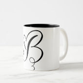 ELEGANTER MONOGRAMM-FARBSCHREIBSCHREIBEN "B" ZWEIFARBIGE TASSE (VorderseiteRechts)