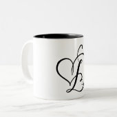 ELEGANTER MONOGRAMM FARBSCHWARZSCHREIBEN "D" ZWEIFARBIGE TASSE (Vorderseite Links)