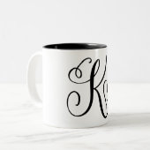 ELEGANTER MONOGRAMM FARBSCHWARZSCHREIBEN "K" ZWEIFARBIGE TASSE (Vorderseite Links)