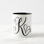 ELEGANTER MONOGRAMM FARBSCHWARZSCHREIBEN "K" ZWEIFARBIGE TASSE (Mittel)