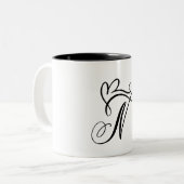 ELEGANTER MONOGRAMM FARBSCHWARZSCHREIBEN "N" ZWEIFARBIGE TASSE (Vorderseite Links)