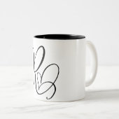 ELEGANTER MONOGRAMM FARBSCHWARZSCHREIBEN "R" ZWEIFARBIGE TASSE (VorderseiteRechts)