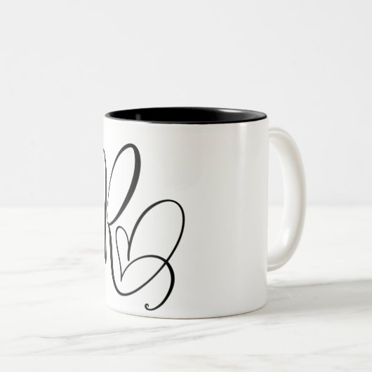 ELEGANTER MONOGRAMM FARBSCHWARZSCHREIBEN "R" ZWEIFARBIGE TASSE (VorderseiteRechts)