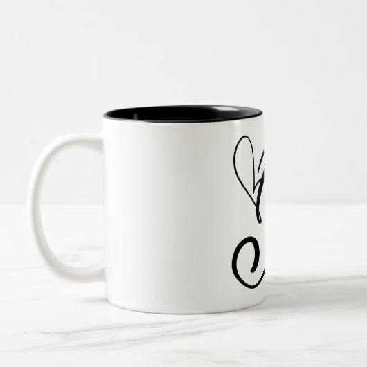 ELEGANTER MONOGRAMM FARBSCHWARZSCHREIBER "M" ZWEIFARBIGE TASSE (Links)