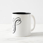 ELEGANTER MONOGRAMM FARBSCHWARZSCHREIBER "S" ZWEIFARBIGE TASSE (VorderseiteRechts)