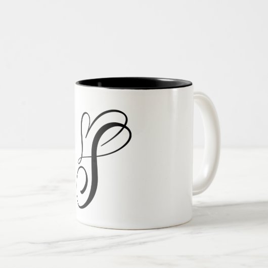 ELEGANTER MONOGRAMM FARBSCHWARZSCHREIBER "S" ZWEIFARBIGE TASSE (VorderseiteRechts)