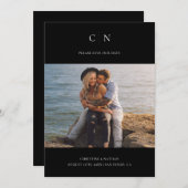 Eleganter Monogramm-Foto QR-Code Save The Date (Vorne/Hinten)