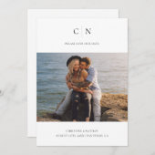 Eleganter Monogramm-Foto QR-Code Save The Date (Vorne/Hinten)