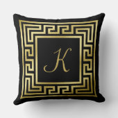 Eleganter Monogramm-GoldGlitzer-griechisches Kissen (Rückseite)