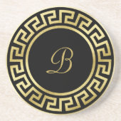 Eleganter Monogramm-GoldGlitzer-griechisches Untersetzer (Vorne)