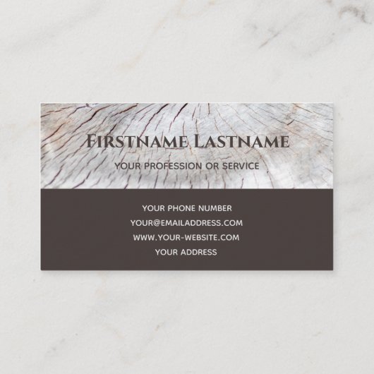 Eleganter monogramm Holz, zweifarbig, brauner Tisc Visitenkarte (Rückseite)