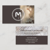 Eleganter monogramm Holz, zweifarbig, brauner Tisc Visitenkarte (Vorne/Hinten)