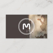 Eleganter monogramm Holz, zweifarbig, brauner Tisc Visitenkarte (Vorderseite)
