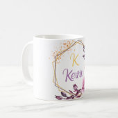 Eleganter Monogramm-Individuelle Name mit zwei Ton Kaffeetasse (Vorderseite Links)