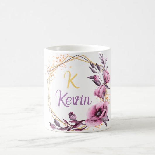 Eleganter Monogramm-Individuelle Name mit zwei Ton Kaffeetasse (Mittel)