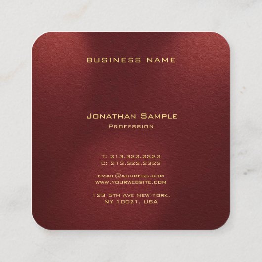 Eleganter Monogramm-Initials-Gold-Farbtext Quadratische Visitenkarte (Rückseite)