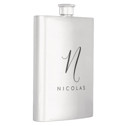 Eleganter Monogramm-Klassiker Flachmann (Rechts)