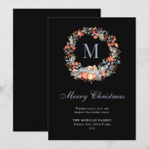 Eleganter Monogramm-Kranz Dusty Blue Modern