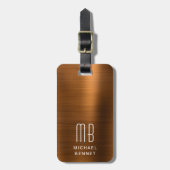 Eleganter Monogramm-Kupfer Gepäckanhänger (Vorderseite vertikal)