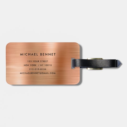 Eleganter Monogramm-Kupfer Gepäckanhänger (Rückseite horizontal)