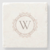 Eleganter Monogramm Moderner klassischer Kupferpin Steinuntersetzer (Vorderseite)