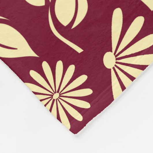 Eleganter Monogramm Name Leaf Daisy Muster Burgund Fleecedecke (Ecke)