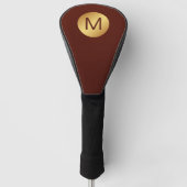 Eleganter Monogramm Name Red Leather & Gold Golf Headcover (Vorderseite)