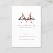 Eleganter Monogramm Name Rosa Rosa Schwarz Visitenkarte (Rückseite)