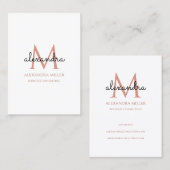 Eleganter Monogramm Name Rosa Rosa Schwarz Visitenkarte (Vorne/Hinten)