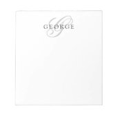 Eleganter Monogramm Name Schwarz Grau Notizblock (Vorderseite)