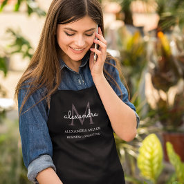 Eleganter Monogramm Name Schwarz und Weiß Schürze