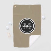 Eleganter Monogramm-Namen-Männer Browns schwarzer Golfhandtuch (Insitu)