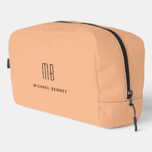 Eleganter Monogramm-Peach Waschbeutel