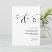 Eleganter Monogramm-QR-Code Schwarz-Weiß-Hochzeit Einladung (Stehend Vorderseite)