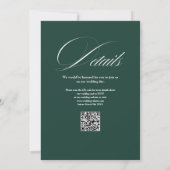 Eleganter Monogramm-QR-Code Smaragdgrüne Hochzeit Einladung (Rückseite)