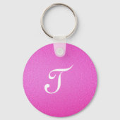 Eleganter Monogramm-Rosa-Glitzer Schlüsselanhänger (Vorderseite)