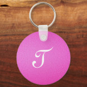 Eleganter Monogramm-Rosa-Glitzer Schlüsselanhänger (Vorderseite)