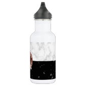 Eleganter monogramm Rose Gold Schwarz-weißer Marmo Edelstahlflasche (Rechts)