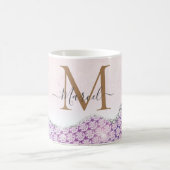 Eleganter Monogramm Rose Rosa Glitzer Kaffeemaschi Kaffeetasse (Mittel)